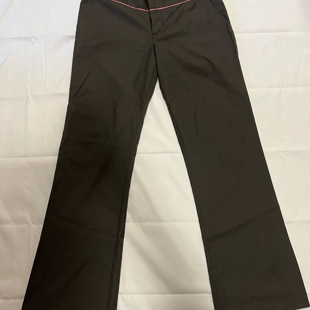 Volcom Girl’s Dress Pants in Dark Brown with Subtle Pinstripe